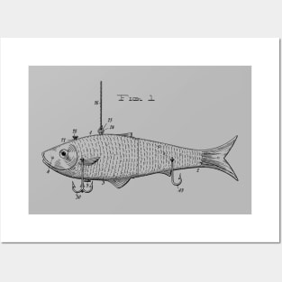 Fishing Lure 1908 Patent Invention Posters and Art